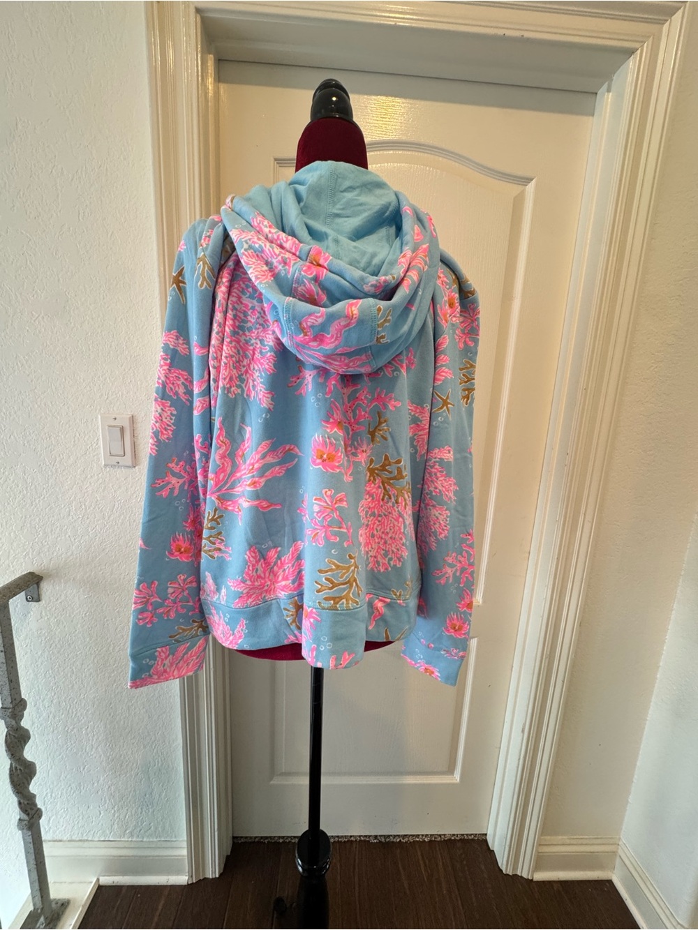 NWOT Lilly Pulitzer Sz XL Avida Zip-up Terry Hoodie Multi Royal Coral - Picture 8 of 10